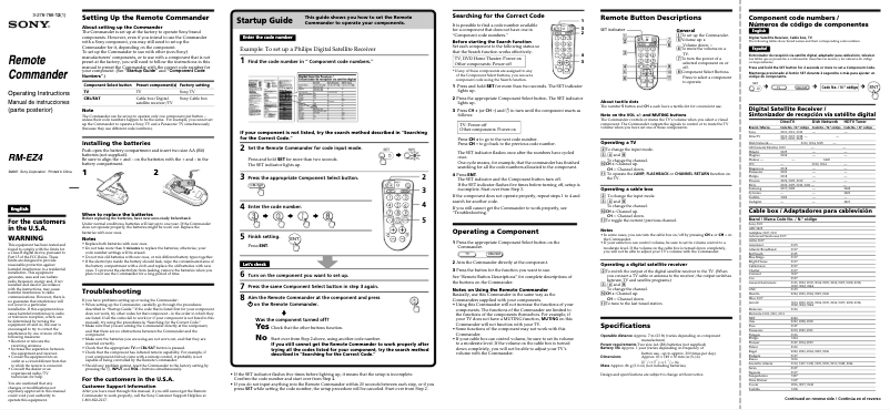 Image de la première page du manuel de l'appareil RM-EZ4