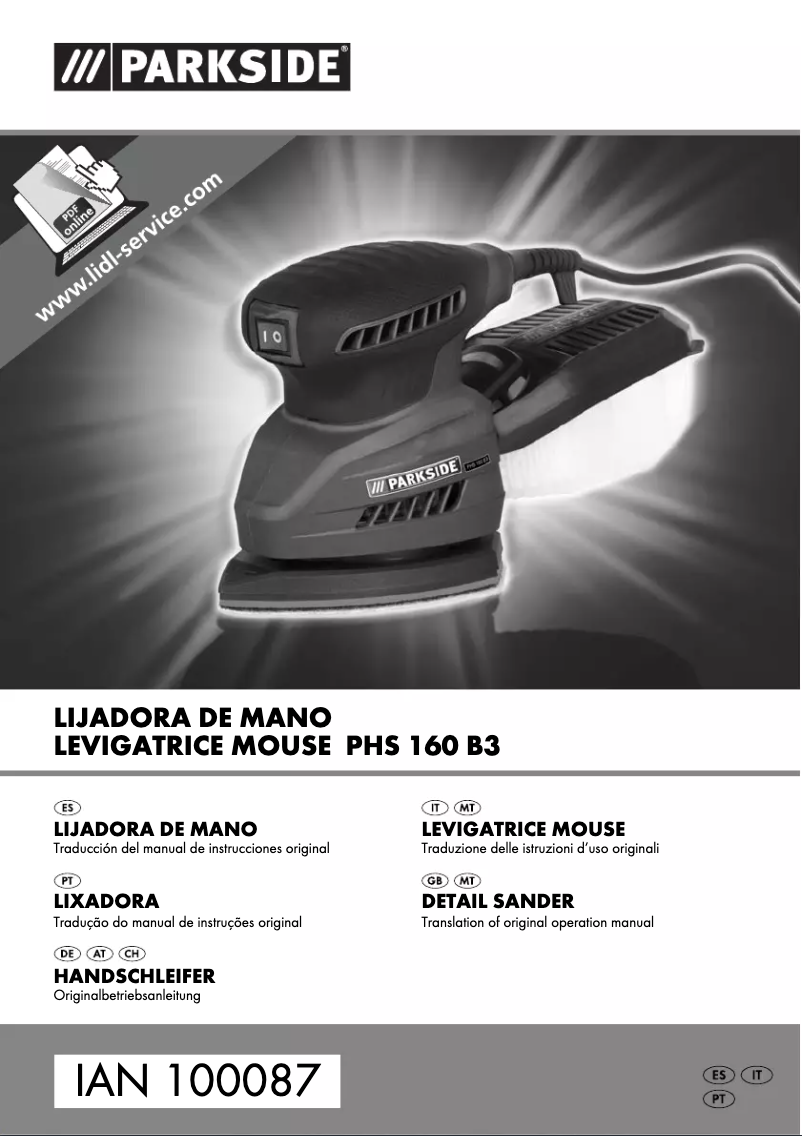 Page 1 de la notice Manuel utilisateur Parkside PHS 160 B3