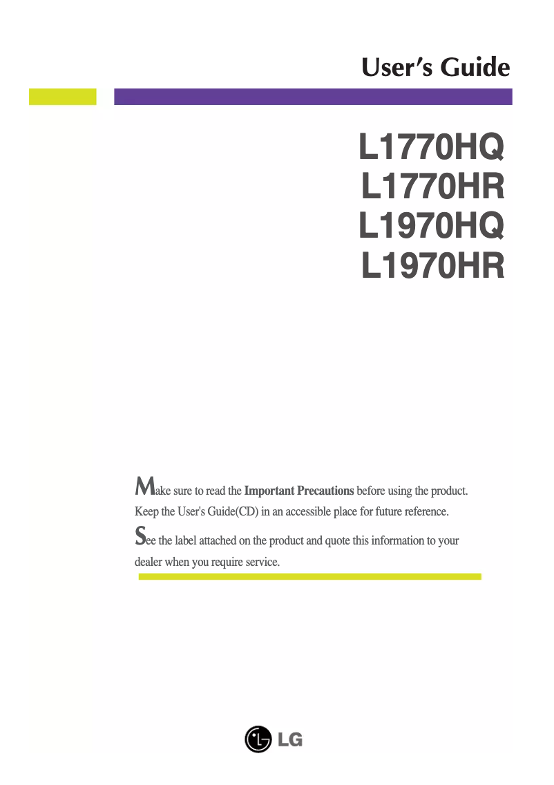 Page n°1 - Manuel utilisateur LG L1970HR-WF