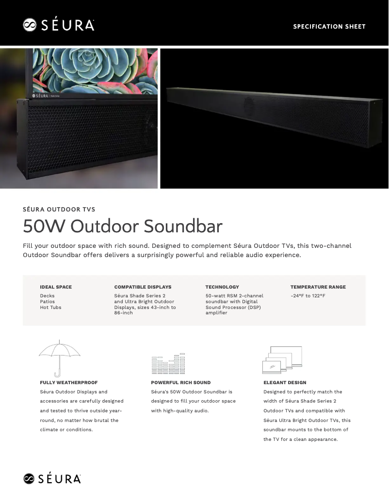 Page 1 de la notice Fiche technique Seura SHD2-65