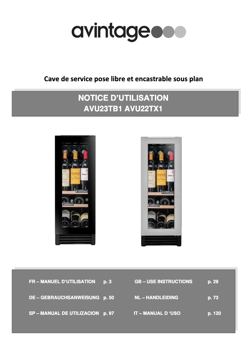 Page n°1 - Manuel utilisateur Avintage AVU22TX1