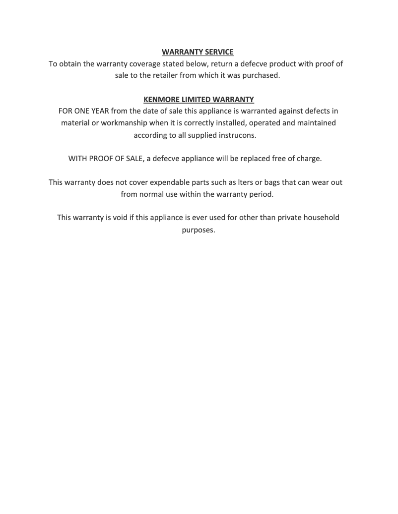 Page 1 de la notice Manuel utilisateur Kenmore 15412