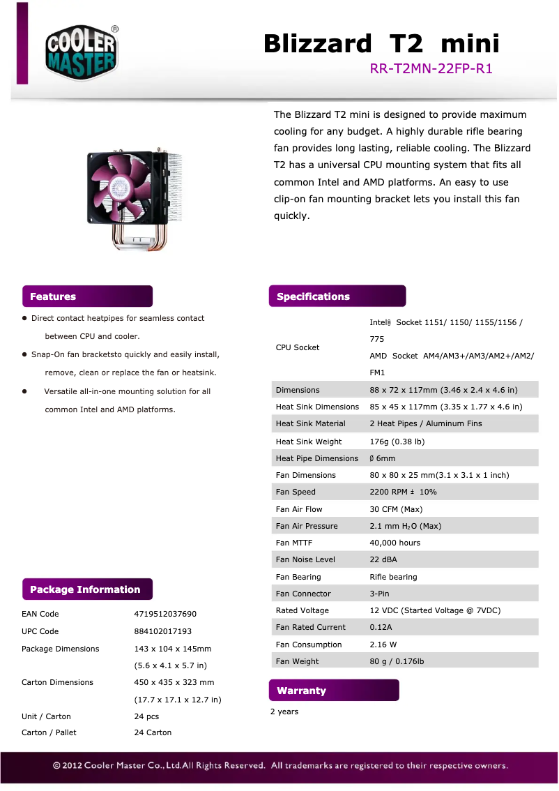 Image de la première page du manuel de l'appareil Blizzard T2 Mini