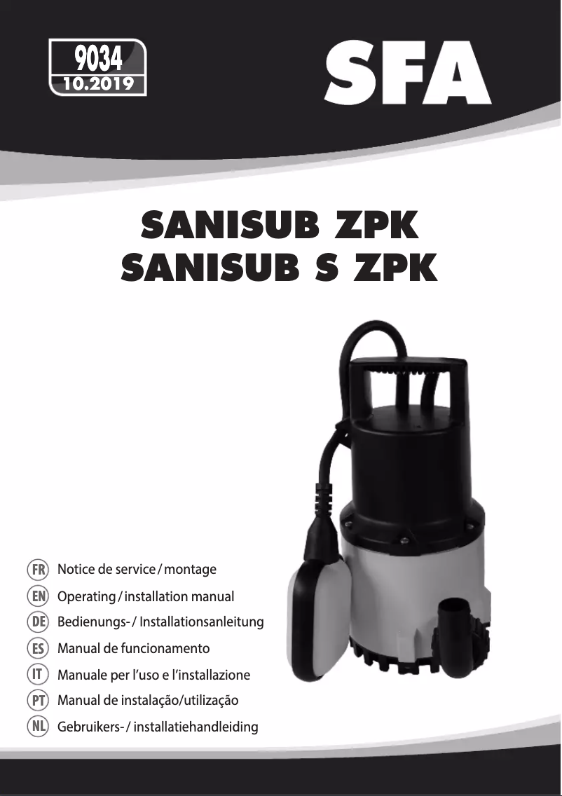 Page n°1 - Manuel utilisateur Sanibroyeur Sanisub S ZPK