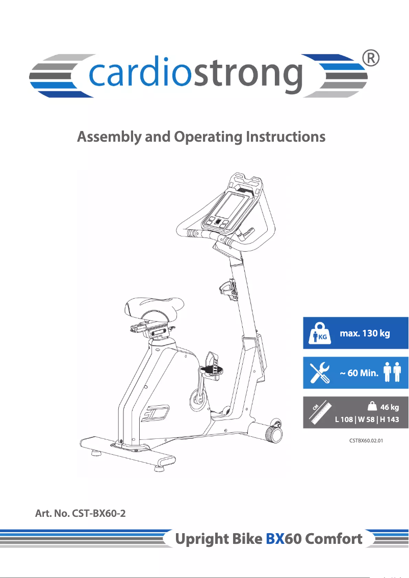 Page 1 de la notice Manuel utilisateur Cardiostrong BX60 Comfort