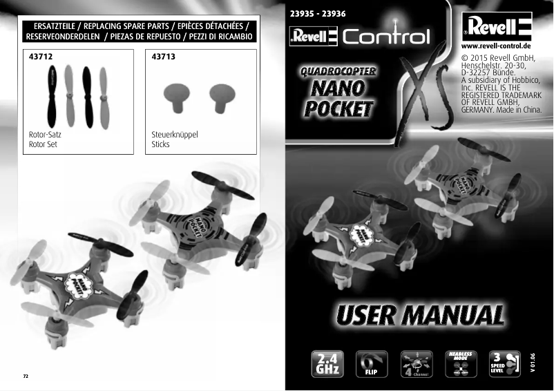 Page n°1 - Manuel utilisateur Revell Quatcopter Nano Pocket