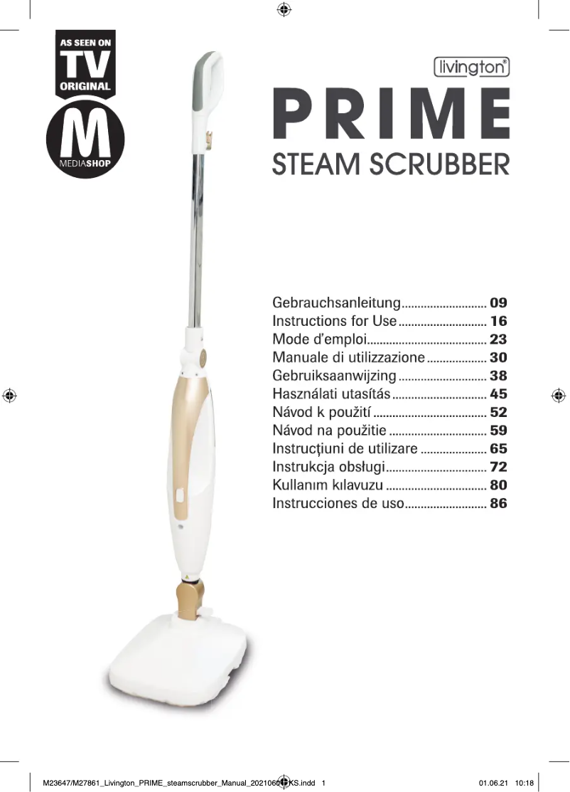 Page 1 de la notice Manuel utilisateur Livington Prime Steam Scrubber