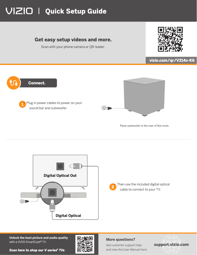 Page 1 de la notice Guide de démarrage rapide VIZIO V214x-K6