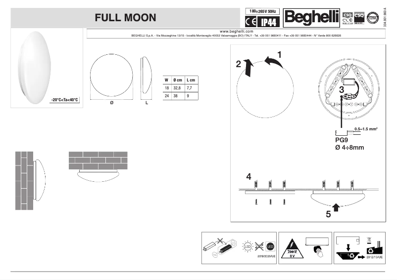Page 1 de la notice Manuel utilisateur Beghelli 75347
