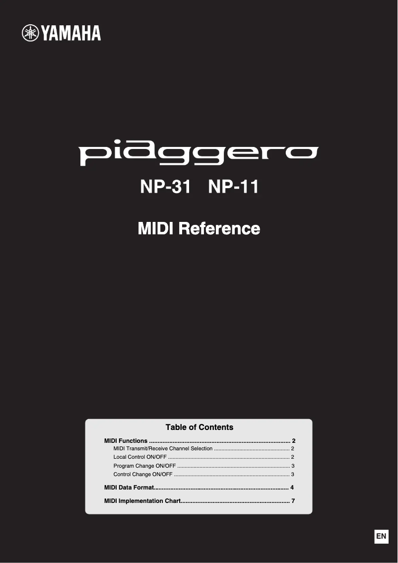 Image de la première page du manuel de l'appareil Piaggero NP-11