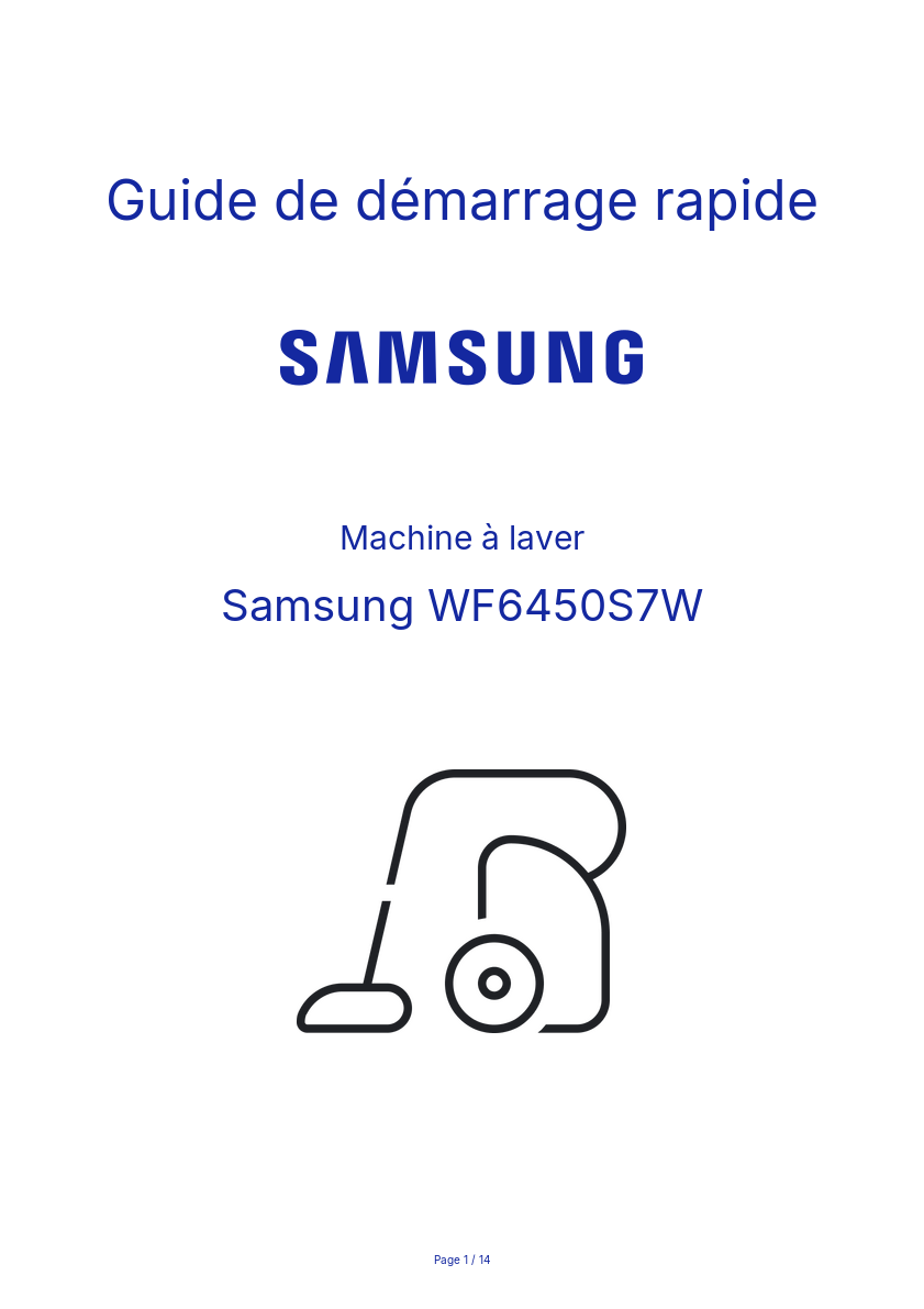 Page n°1 - Guide de démarrage rapide Samsung WF6450S7W