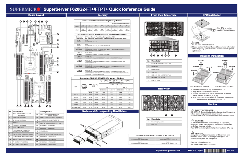 Page 1 de la notice Guide de démarrage rapide Supermicro SuperServer F628G2-FTPT+