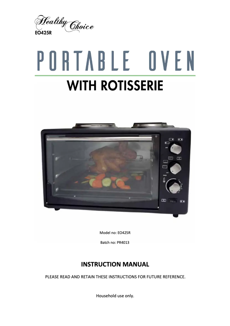 Page 1 de la notice Manuel utilisateur Healthy Choice EO425R