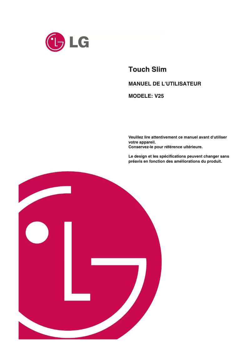 Page n°1 - Manuel utilisateur LG V25SEE2K