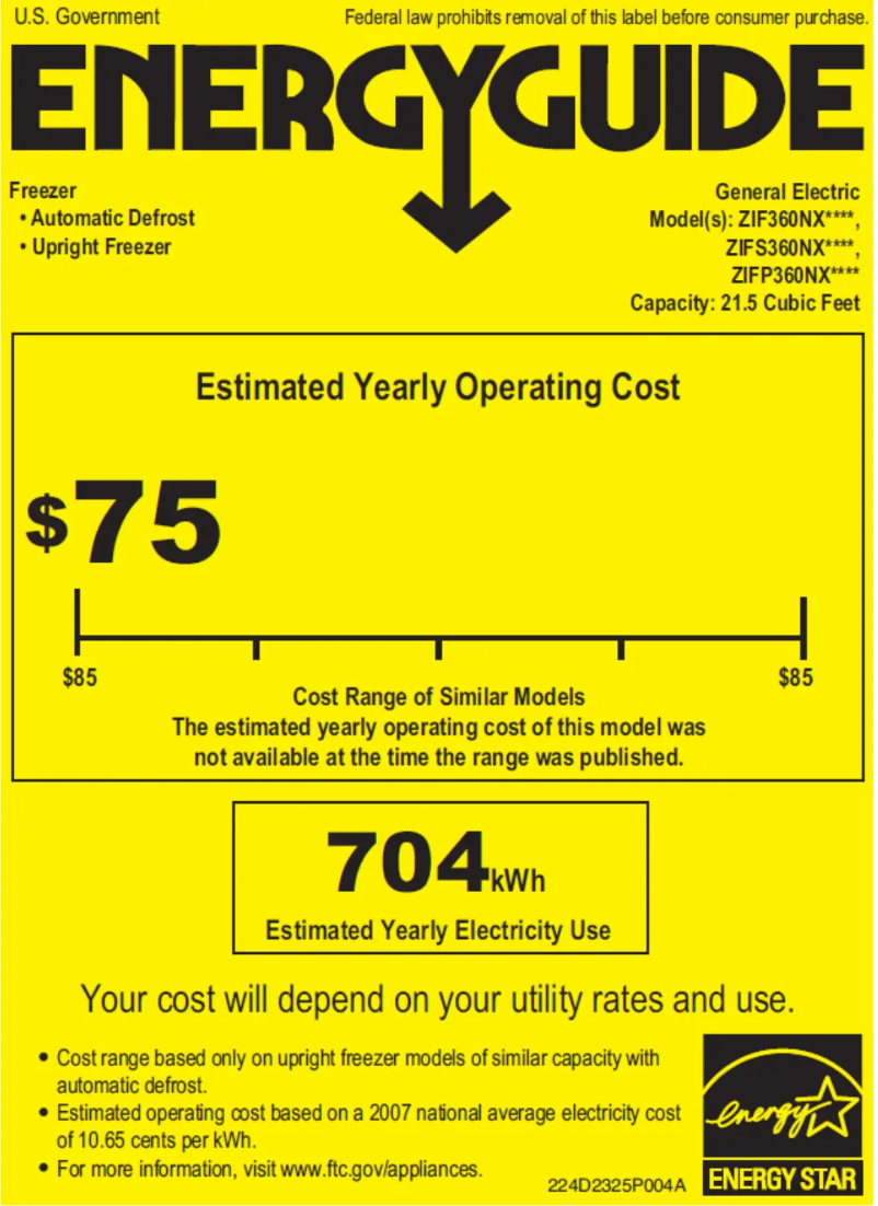 Page n°1 - Label énergétique GE ZIFS360NXLH