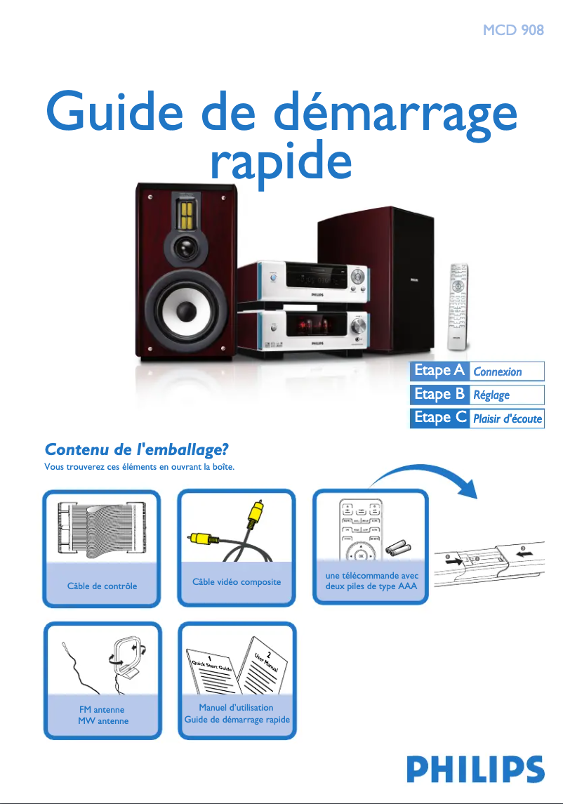 Página 1 del manual Guía de inicio rápido Philips MCD908