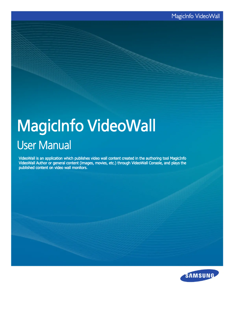 Page n°1 - Manuel utilisateur Samsung MagicInfo VideoWall Console