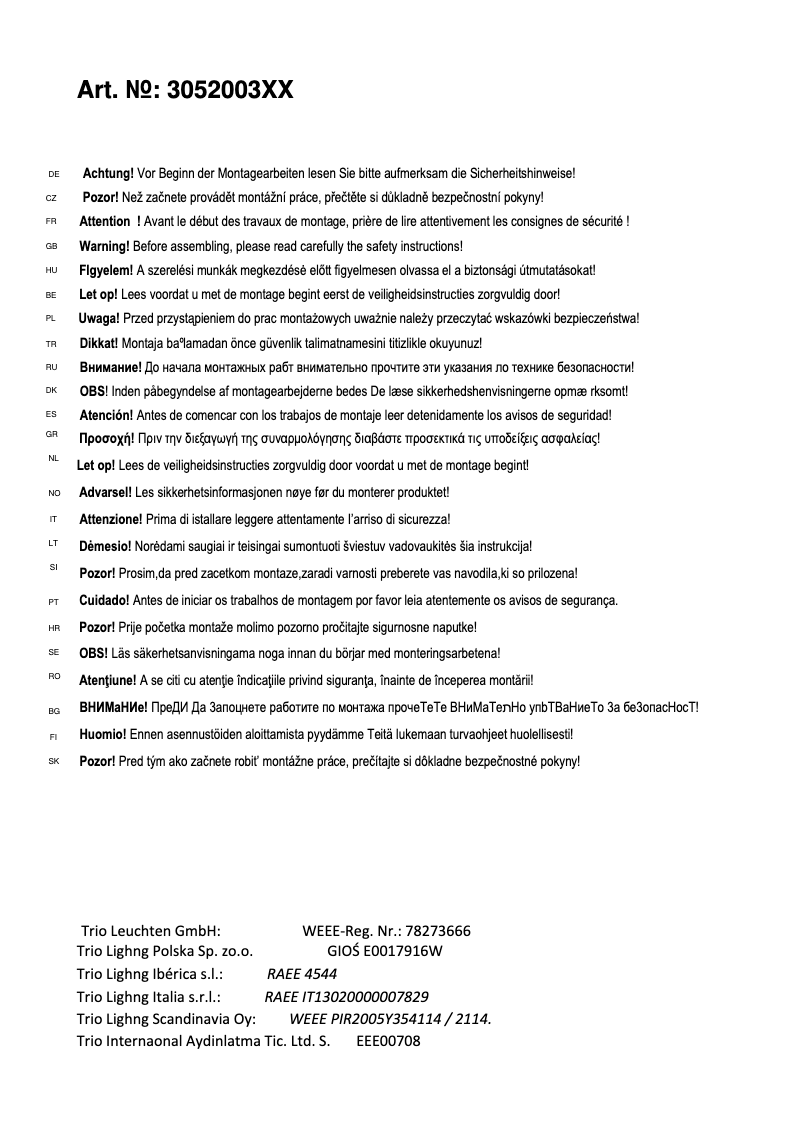 Image de la première page du manuel de l'appareil Ontario 305200379