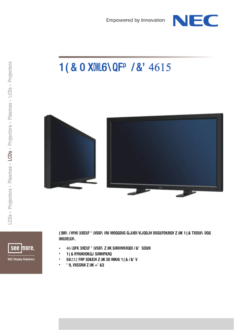 Image de la première page du manuel de l'appareil MultiSync LCD4615