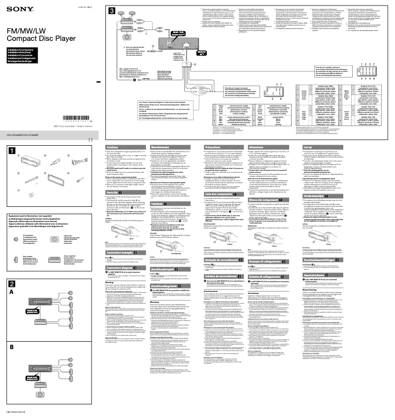 Page 1 de la notice Guide d'installation Sony CDX-GT264MP