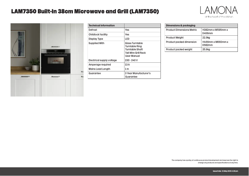 Page n°1 - Fiche technique Lamona LAM7350