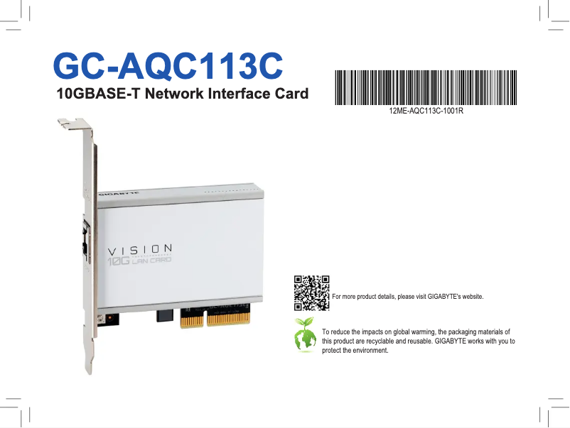 Image de la première page du manuel de l'appareil VISION 10G LAN Card
