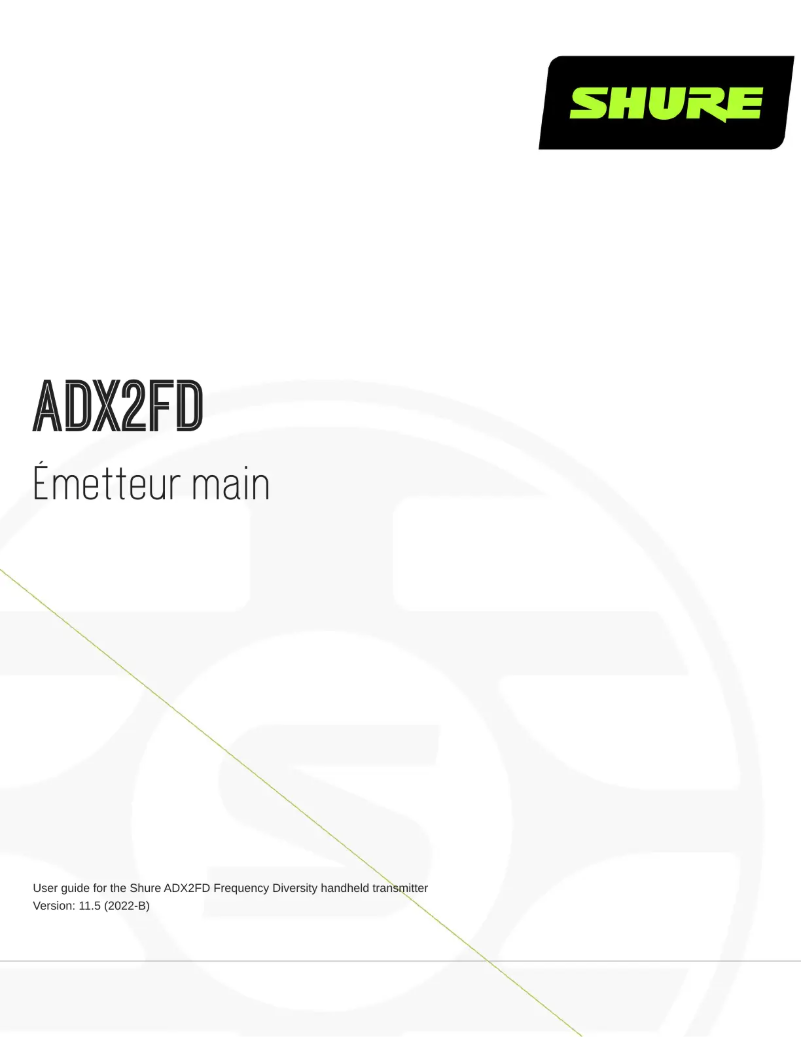 Page 1 de la notice Manuel utilisateur Shure ADX2FD