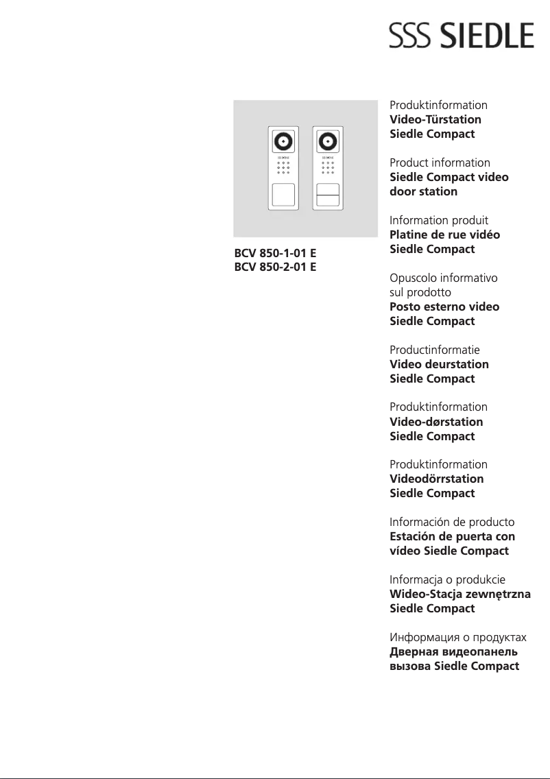 Page 1 de la notice Manuel utilisateur Siedle BCV 850-1-01 E