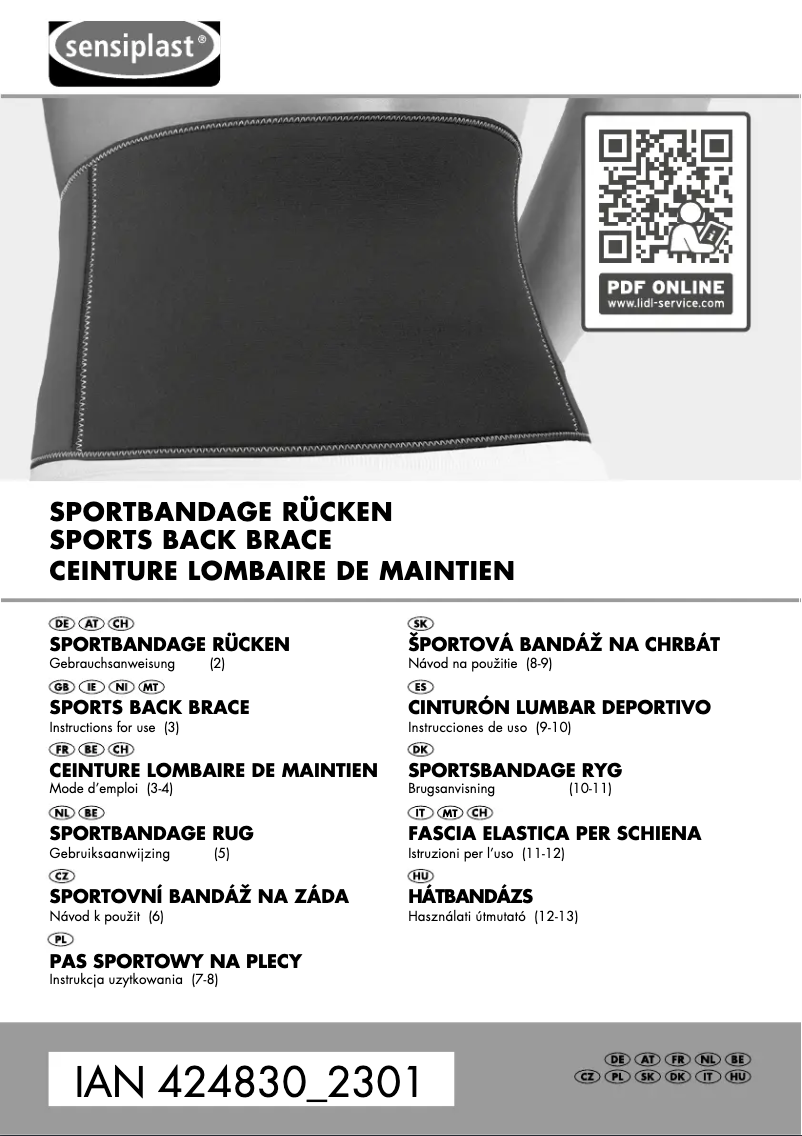 Page 1 de la notice Manuel utilisateur Sensiplast IAN 424830