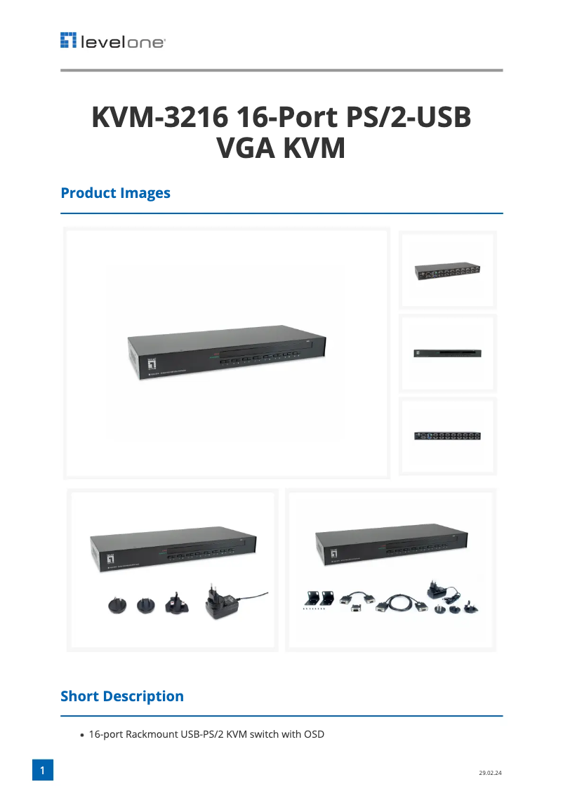 Image de la première page du manuel de l'appareil KVM-3216