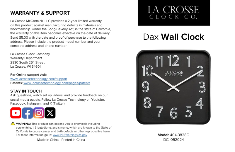 Page n°1 - Manuel utilisateur La Crosse Technology 404-3828G