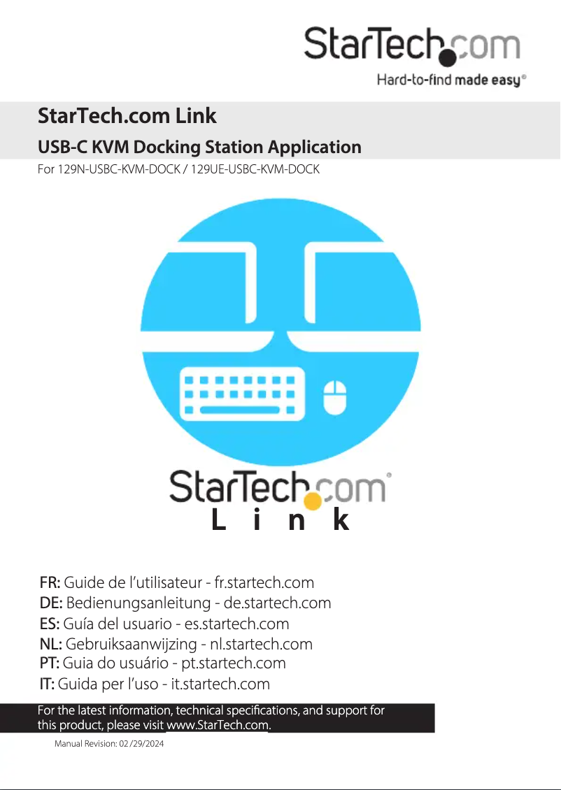 Page 1 de la notice Manuel utilisateur StarTech.com 129N-USBC-KVM-DOCK