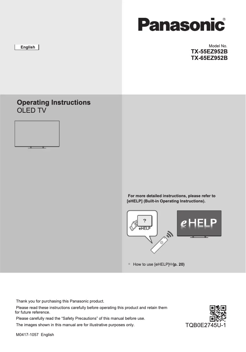 Imagen de la primera página del manual del dispositivo TX-65EZ952B