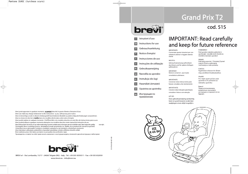 Page 1 de la notice Manuel utilisateur Brevi Grand Prix