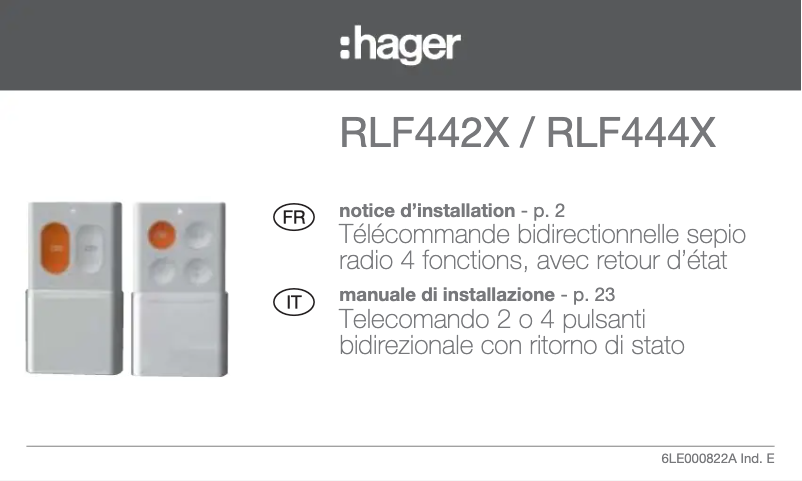 Page 1 de la notice Manuel utilisateur Hager RLF444X