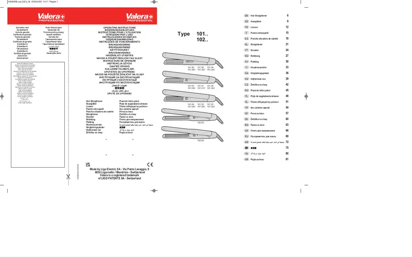 Page 1 de la notice Manuel utilisateur Valera Swiss'X Thermofit 101.03