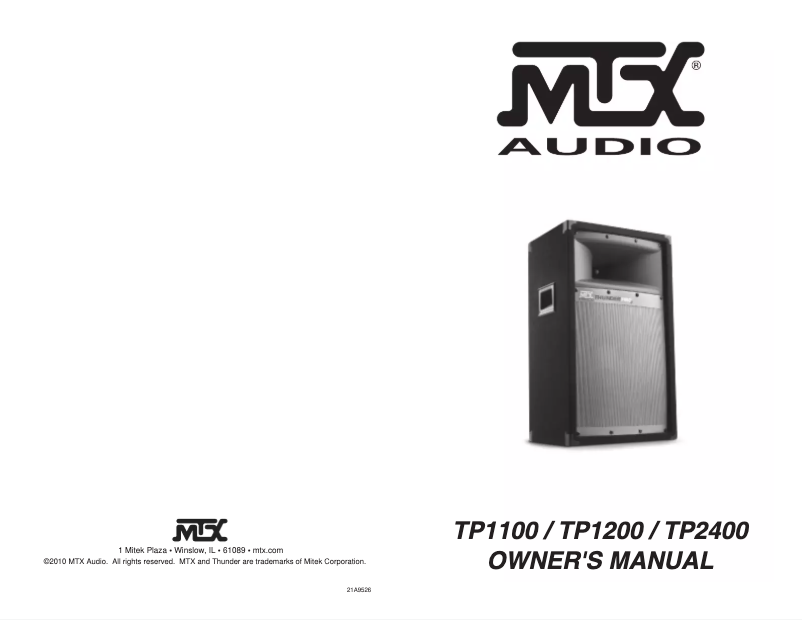 Page n°1 - Manuel utilisateur Atlas Sound MTX ThunderPro TP2400