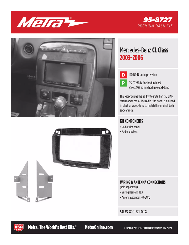 Page n°1 - Manuel utilisateur Metra 95-8727B