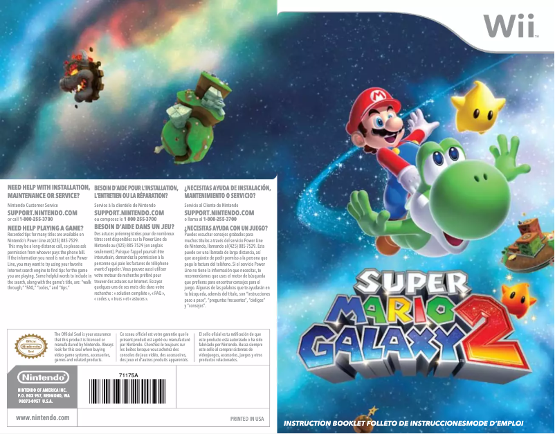 Page 1 de la notice Manuel utilisateur Nintendo Super Mario Galaxy 2 (Wii)
