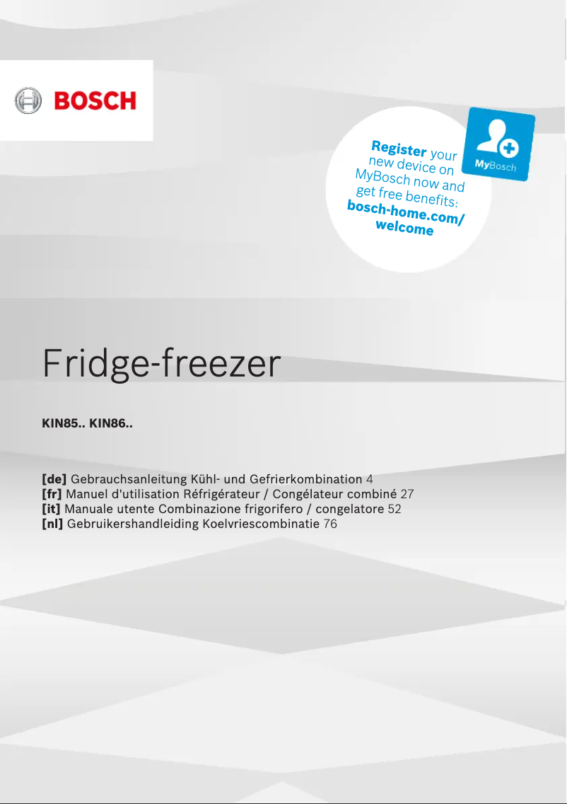 Page n°1 - Manuel utilisateur Bosch KIN86NFF0