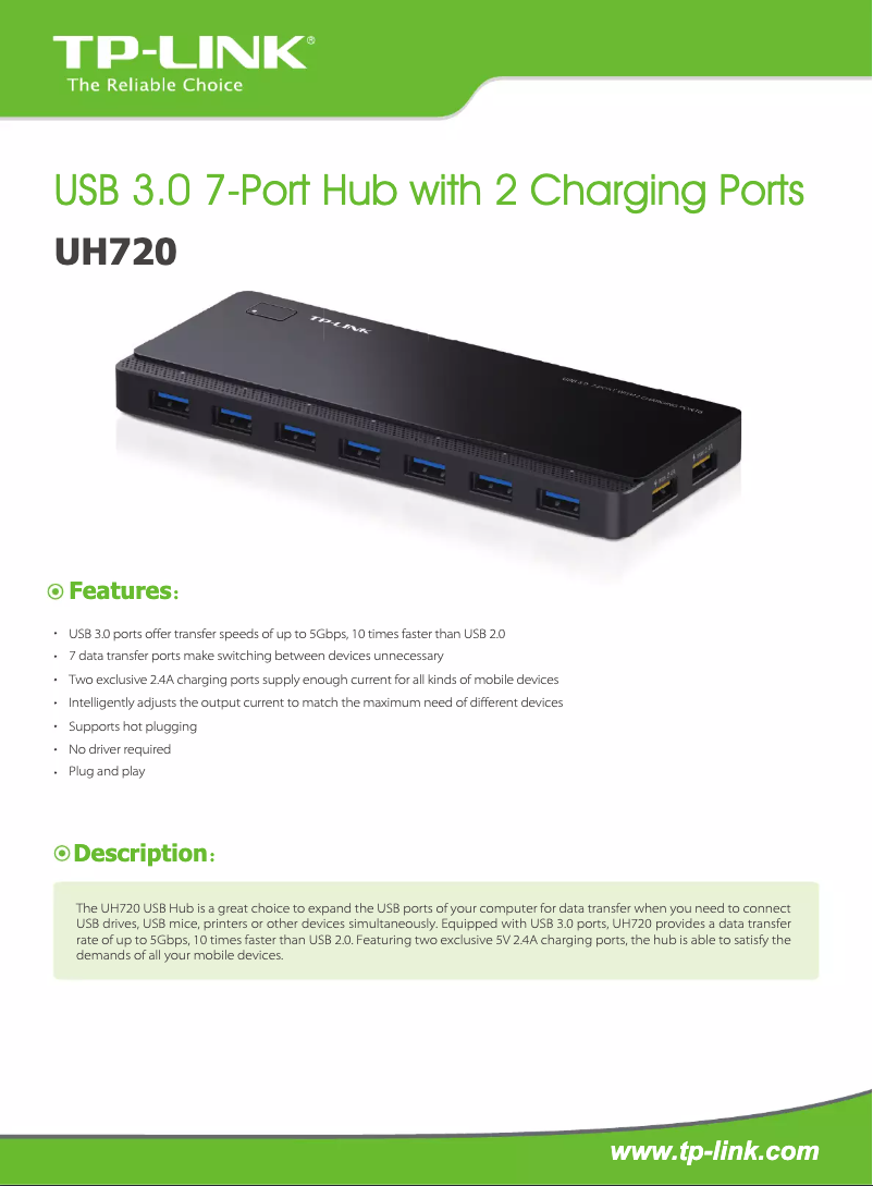 Page 1 de la notice Brochure TP-Link UH720