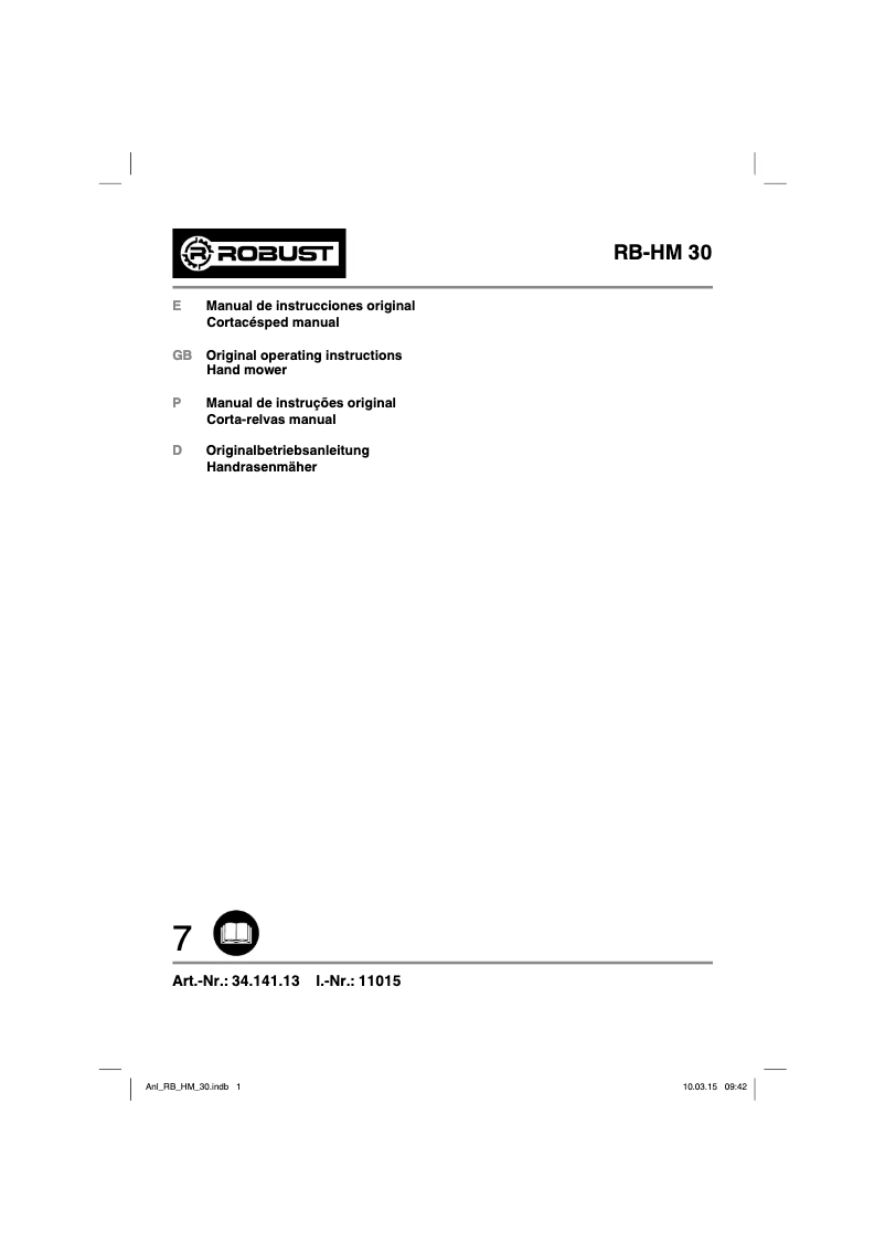 Page n°1 - Manuel utilisateur Robust RB-HM 30
