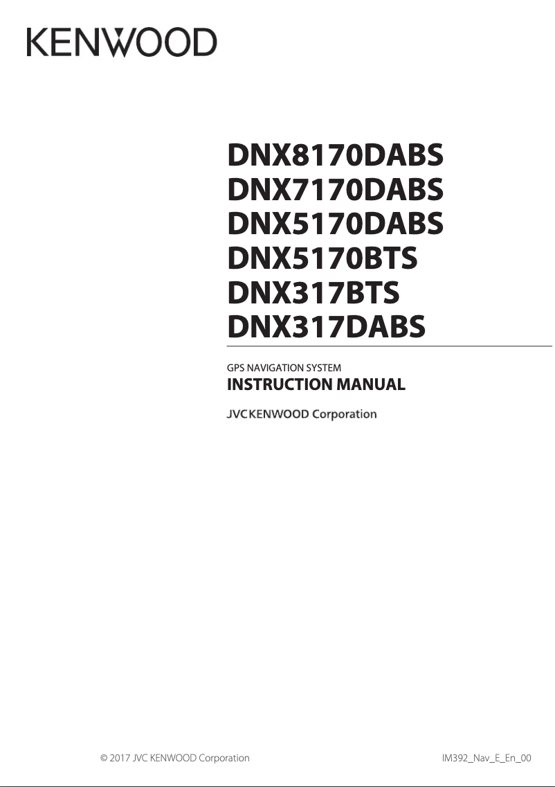 Page n°1 - Manuel utilisateur Kenwood DNX5170BTS