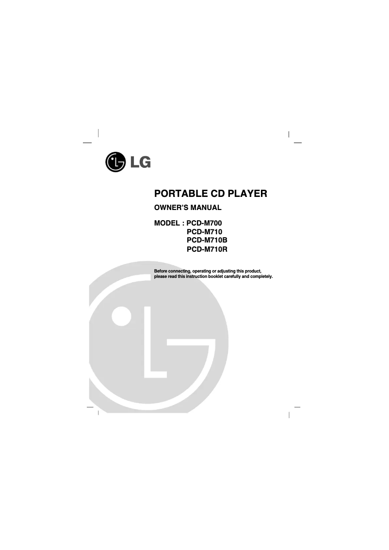 Page 1 de la notice Manuel utilisateur LG PCD-M710