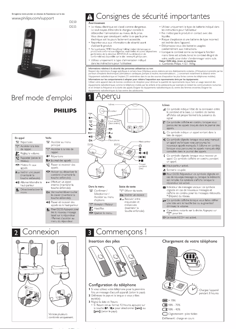 Page 1 of the manual Quick Start Guide Philips D2502B