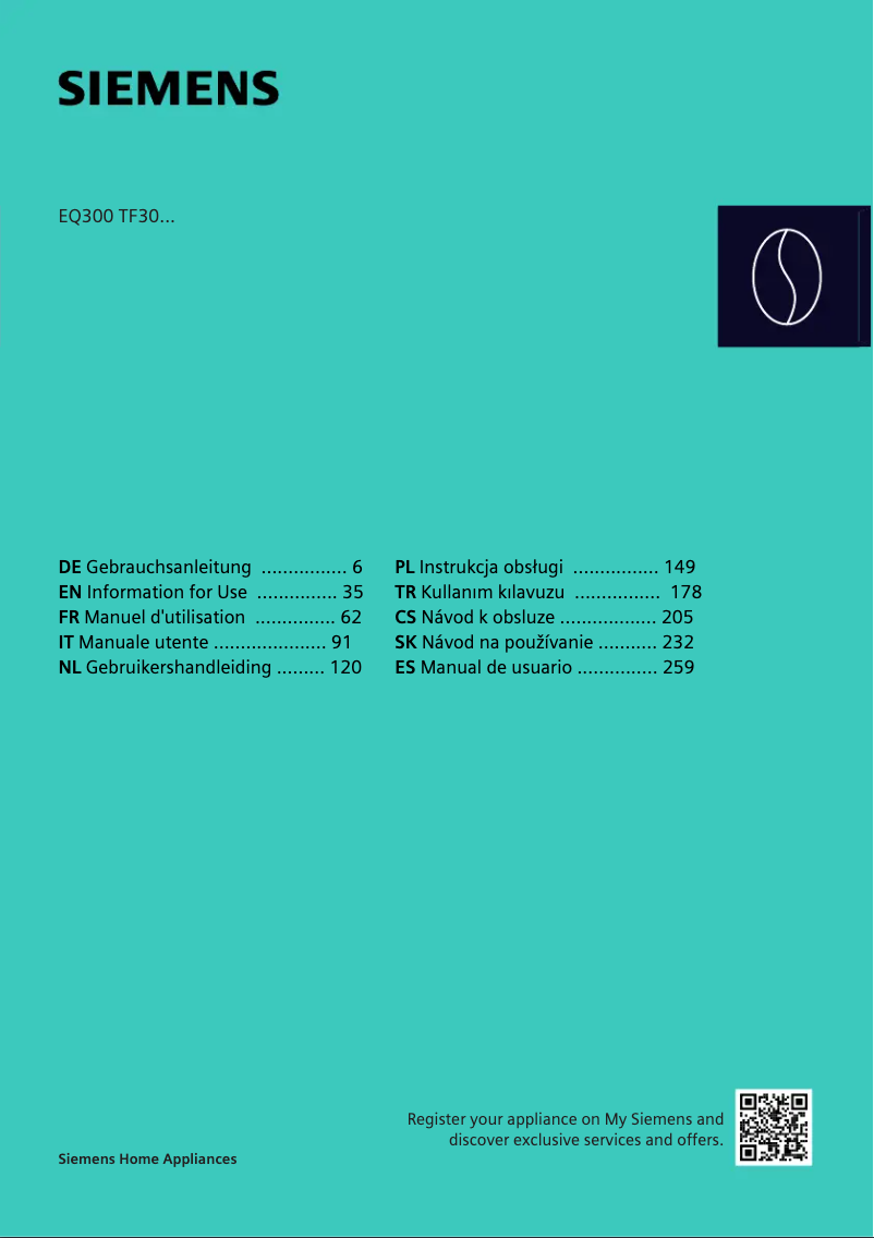 Page 1 de la notice Manuel utilisateur Siemens TF305EF9