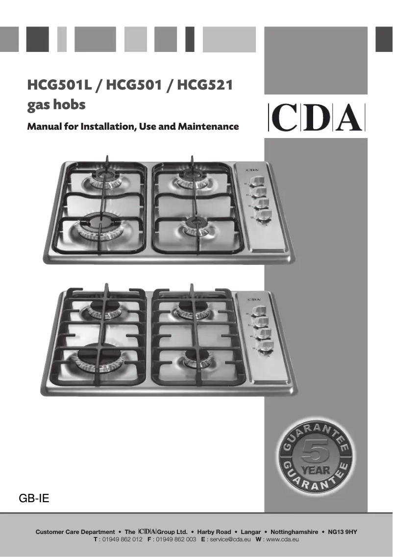 Image de la première page du manuel de l'appareil HCG501SS