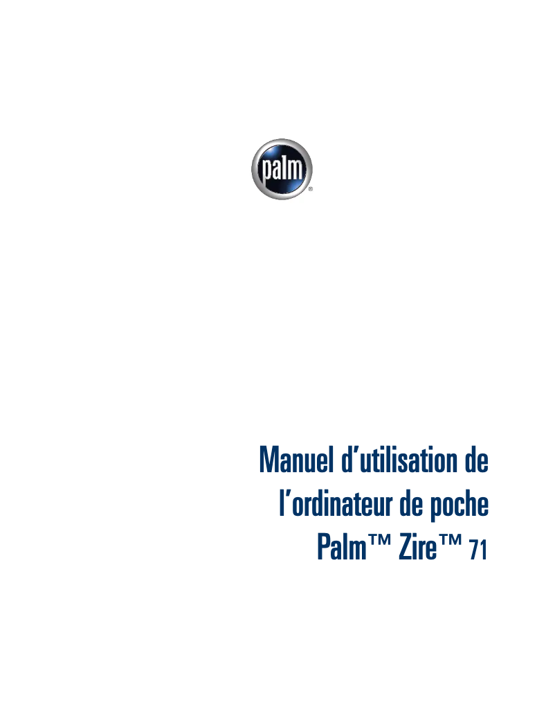 Image de la première page du manuel de l'appareil Zire 71
