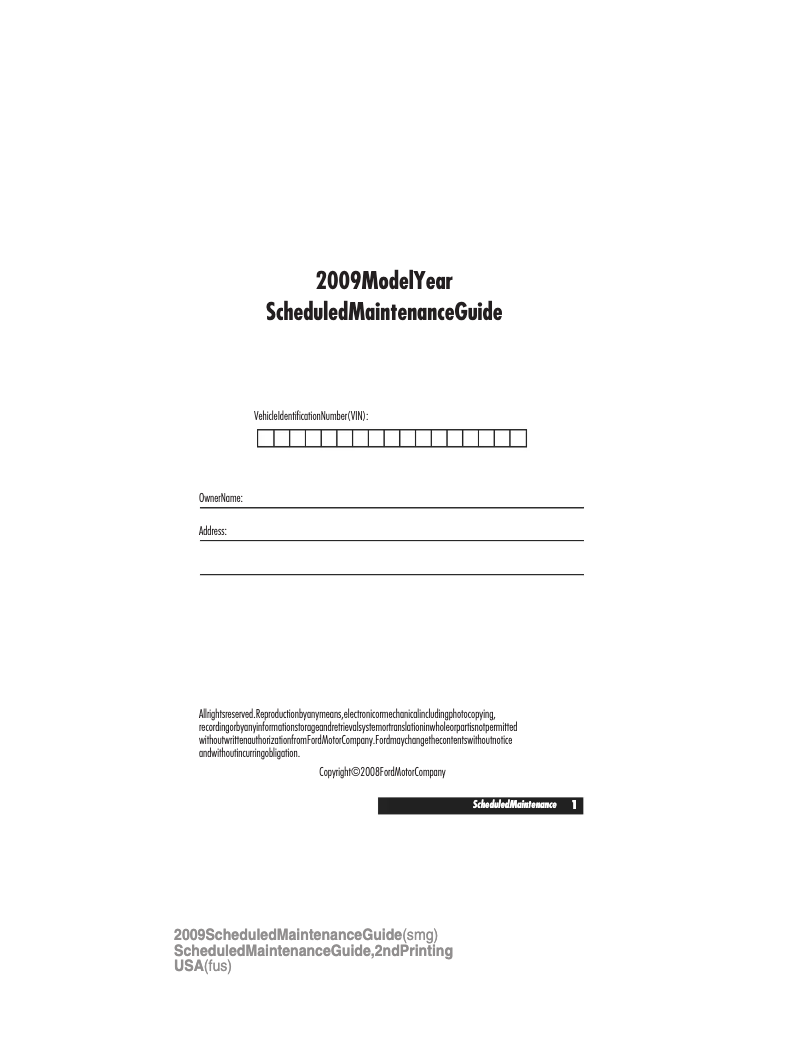 Page n°1 - Manuel d'utilisation et d'entretien Ford Explorer (2009)