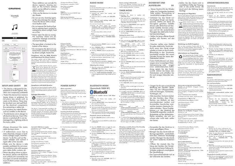 Página 1 del manual Manual de usuario Grundig Sonoclock 2500 BT